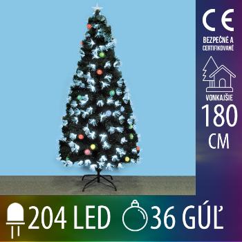 Umelý Vianočný stromček LED s optickými vláknami a EVA guľami - 204LED+36EVA gúľ - 180CM Multicolour
