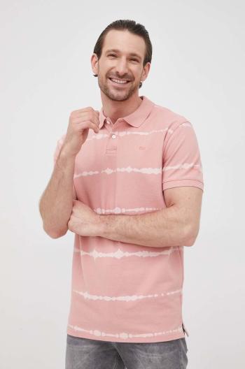 Bavlnené polo tričko Pepe Jeans Farrell ružová farba, vzorované