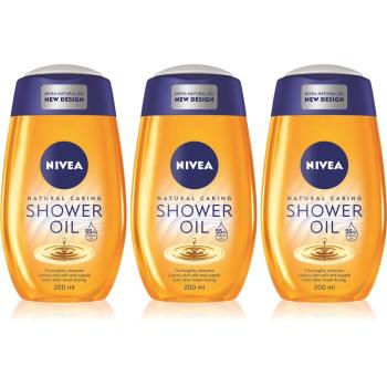 Nivea Natural Caring sprchový olej 3 x 200 ml (pre suchú pokožku)