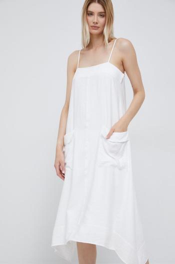 Šaty Dkny biela farba, mini, áčkový strih