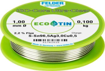 Felder Löttechnik ISO-Core "Ultra Clear" SAC305 spájkovací cín cievka Sn96,5Ag3Cu0,5 0.100 kg 1 mm