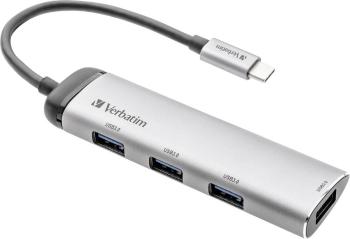 Verbatim  4 porty USB 3.0 hub s konektorom USB C, indikácia LED sivá