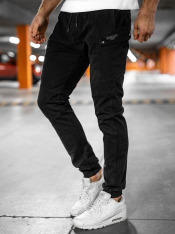 Czarne spodnie joggery męskie Bolf B11103