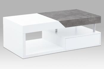 AUTRONIC AHG-622 WT konferenčný stolík120x60x42, MDF biela mat/dekor beton, 2 šuplíky