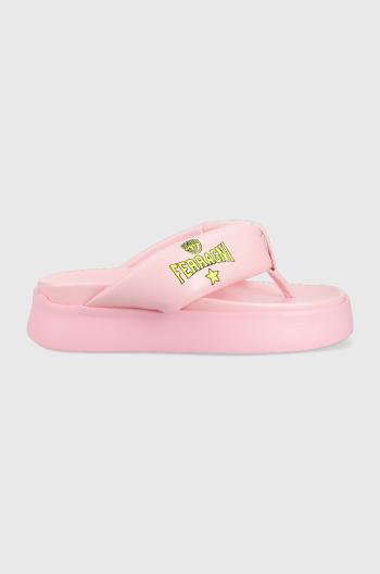 Žabky Chiara Ferragni CF3149_012 dámske, ružová farba, na platforme, CF PLATFORM FLIP FLOP