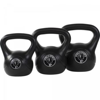 Gorilla Sports Sada kettlebell činiek, plast, čierna, 30 kg