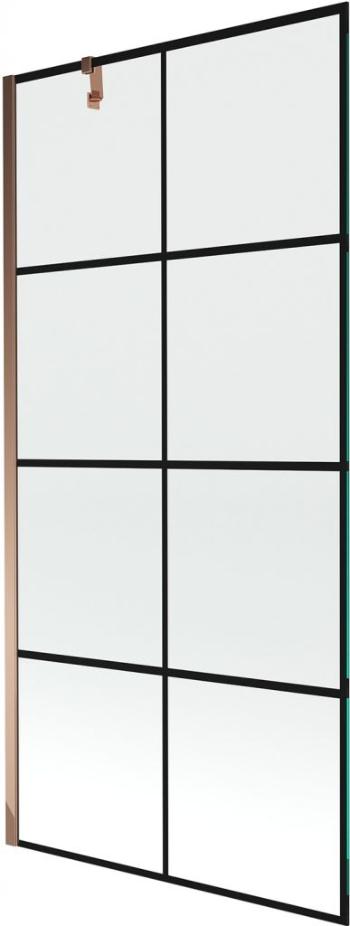 MEXEN/S - Next vaňová zástena FIX 90x150 cm, čierny dekor, ružové zlato 895-090-000-00-77-60
