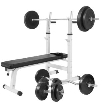 Gorilla Sports Posilňovacia lavica + nakladací set, 100 kg