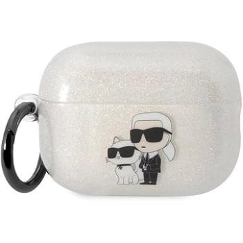 Karl Lagerfeld 3D Logo NFT Karl and Choupette TPU Glitter Puzdro na Airpods Pro 2 White (KLAP2HNKCTGT)