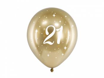 PartyDeco Latexové balóniky - zlaté číslo 21 6 ks