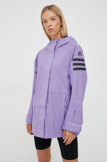 Nepremokavá bunda adidas TERREX Utilitas dámska, fialová farba, prechodná