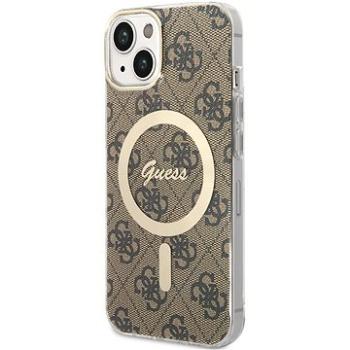 Guess 4G IML MagSafe Kompatibilný Zadný Kryt na iPhone 14 Brown (GUHMP14SH4STW)