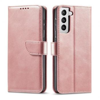 MG Magnet knižkové kožené puzdro na Samsung Galaxy S22 Ultra, ružové