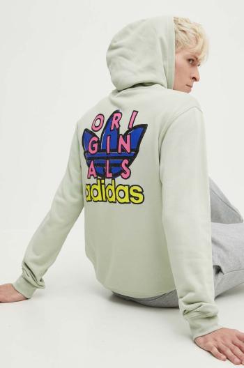 Bavlnená mikina adidas Originals Trefoil Hood 1 pánska, zelená farba, s kapucňou, s potlačou, IM9681