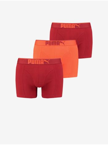 Sada troch pánskych boxeriek v červenej a oranžovej farbe Puma