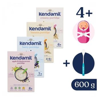 KENDAMIL Variácia mliečnych kaší 4 x 150 g + lyžička Kendamil zadarmo