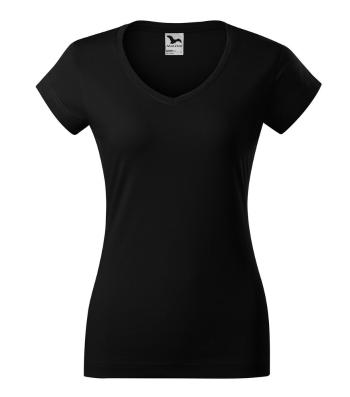 MALFINI Dámske tričko Fit V-neck - Čierna | S