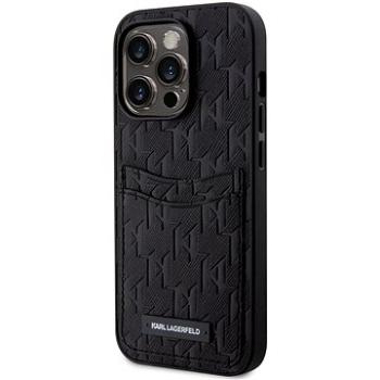 Karl Lagerfeld Saffiano Monogram Card Slot Zadní Kryt na iPhone 14 Black (KLHCP14SSAKLHPPK)