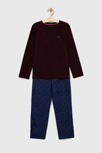 Detské pyžamo Tommy Hilfiger bordová farba, vzorovaná