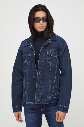 Rifľová bunda Levi's pánska, tmavomodrá farba, prechodná, oversize