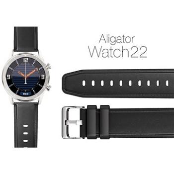Aligator Watch 22 mm kožený remienok čierny (22AW0006)