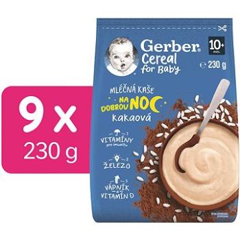 GERBER Cereal mliečna kaša Dobrú noc kakaová 9× 230 g (8445290502933)