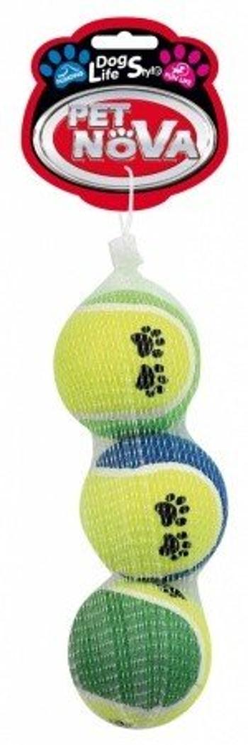 Pet Nova TENNIS-BALL-FOOTPRINT-3 tenisové loptičky pre psy 3ks 6cm