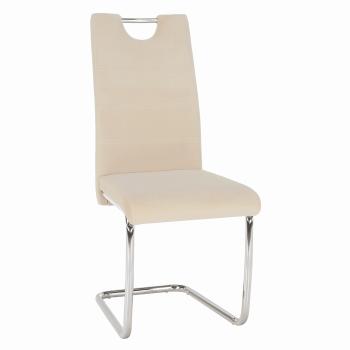 Jedálenská stolička, béžová Dulux Velvet látka/svetlé šitie, ABIRA NEW RP1, rozbalený tovar