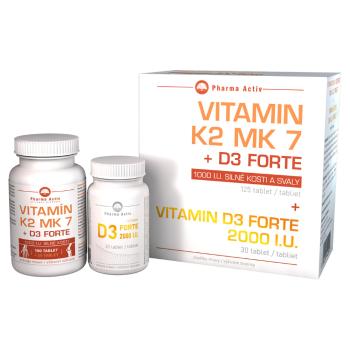 PHARMA ACTIV Vitamín K2 MK7+D3 Forte 125 tabliet + Vitamín D3 Forte 2000 I.U. 30 tabliet