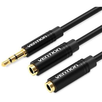 Vention 3,5 mm Male to 2× 3,5 mm Female Stereo Splitter Cable 0,3 m Black Metal Type (BBWBY)