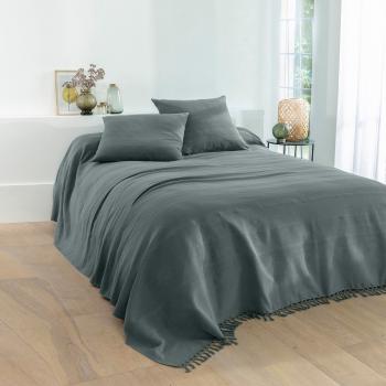 Blancheporte Ručne tkaný pléd alebo prikrývka, jednofarebné sivozelená obliečka na vank. 63x63cm