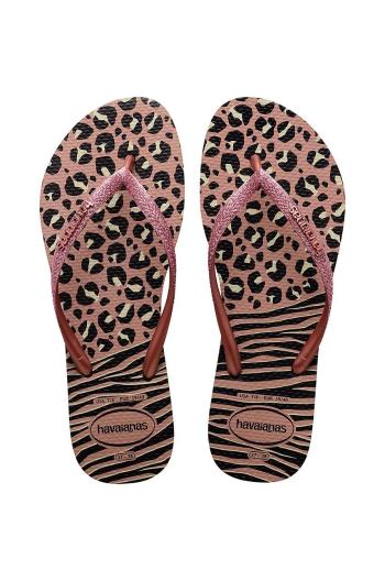 Žabky Havaianas SLIM ANIMALS dámske, čierna farba, na plochom podpätku, 4147964.1924