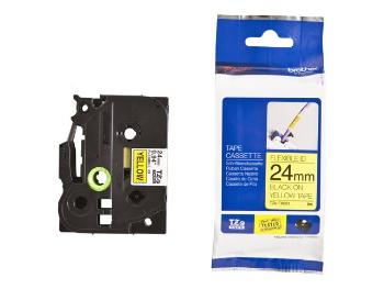 Kompatibilná páska s Brother TZ-FX651/TZe-FX651 24mm x 8m, flexi, čierna tlač / žltý podklad