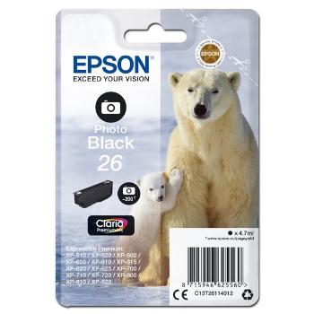 Epson originál ink C13T26114012, T261140, photo black, 4,7ml, Epson Expression Premium XP-800, XP-700, XP-600, photo black