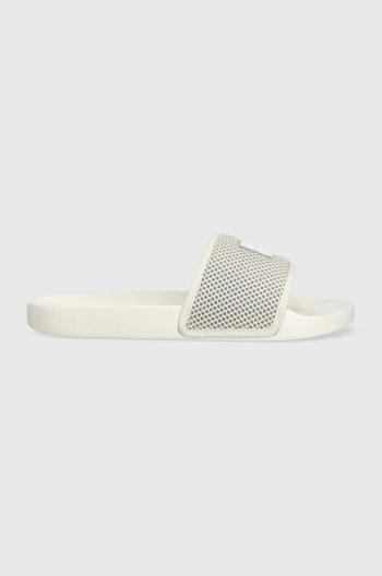 Šľapky Calvin Klein Jeans SLIDE BADGE WN dámske, béžová farba, YW0YW00997