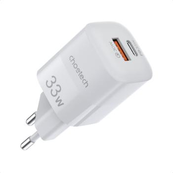 Choetech PD5006 GaN sieťová nabíjačka USB / USB-C PD QC 33W, biela (PD5006)