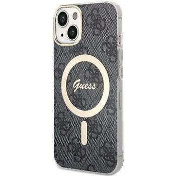 Guess 4G IML MagSafe Kompatibilný Zadný Kryt na iPhone 14 Black (GUHMP14SH4STK)