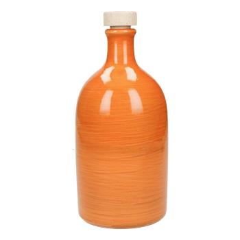 Oranžová keramická fľaša na olej Brandani Maiolica, 500 ml