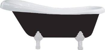 MEXEN/S - Retro voľne stojaca vaňa 150x73 cm biela / čierna biela nohy , sifón chrom 53251507375-20