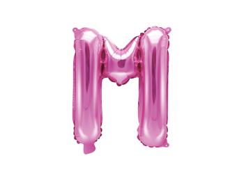 PartyDeco Fóliový balón Mini - Písmeno M 35 cm ružový