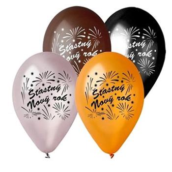 Balóniky metalické 30 cm Šťastný nový rok – Silvester – 5 ks (8595681500632)