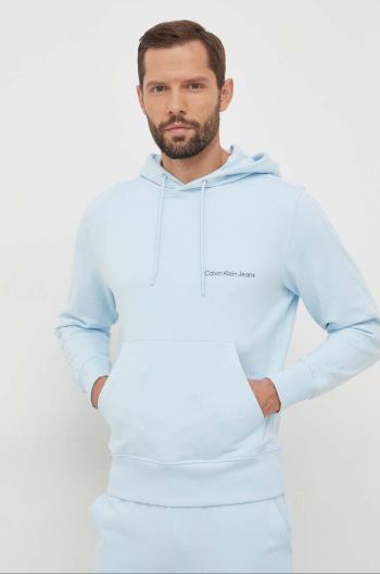 Bavlnená mikina Calvin Klein Jeans pánska, s kapucňou, jednofarebná, J30J324620