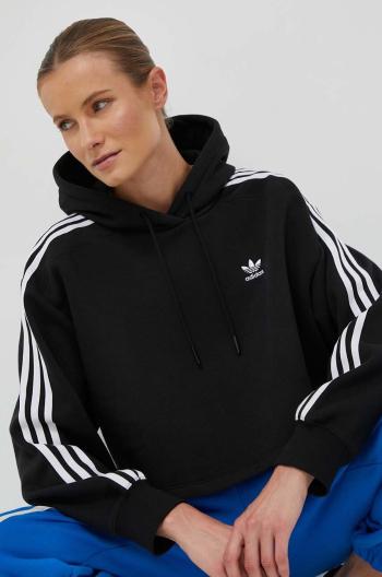 Mikina adidas Originals dámska, čierna farba, s kapucňou, s nášivkou