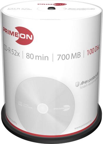 Primeon 2761103 CD-R 80 700 MB 100 ks vreteno strieborný matný povrch