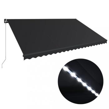 Ručne zaťahovacia markíza s LED svetlom 450x300 cm Dekorhome Antracit