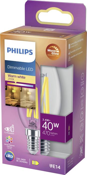Philips Lighting 871951432421300 LED  En.trieda 2021 D (A - G) E14 sviečkový tvar 3.4 W = 40 W teplá biela (Ø x d) 35 mm