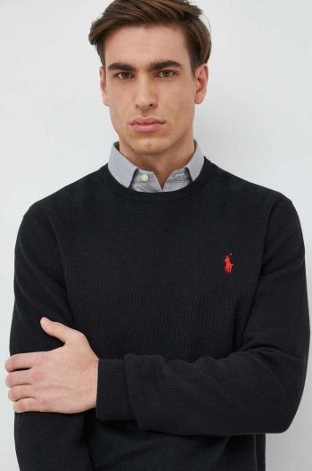 Bavlnený sveter Polo Ralph Lauren pánsky, čierna farba, tenký