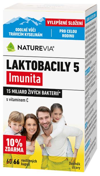 NatureVia LAKTOBACILY "5" Imunita s vitamínom C 66 kapsúl