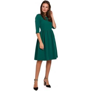 Makover  Šaty K010 Priliehavé šaty s naberaným pásom - zelené  viacfarebny