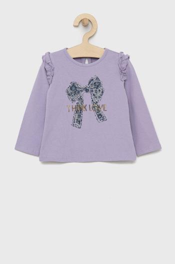 Tričko s dlhým rukávom pre bábätká Birba&Trybeyond fialová farba,